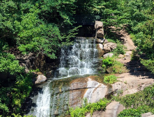 Waterfall in summer park