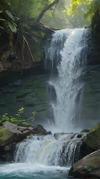 a waterfall that is flowing down the side of a mountain