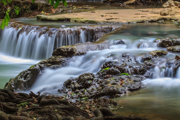 Waterfall in the tropical forest 