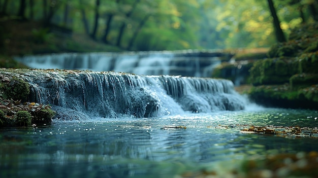 a waterfall with a tree in the background