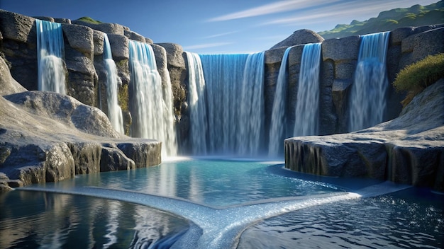 a waterfall with a waterfall in the background and the words quot waterfall quot on the bottom