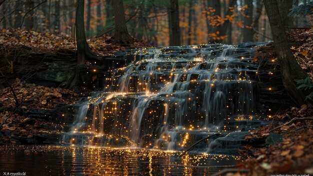 Photo a waterfall in the woods