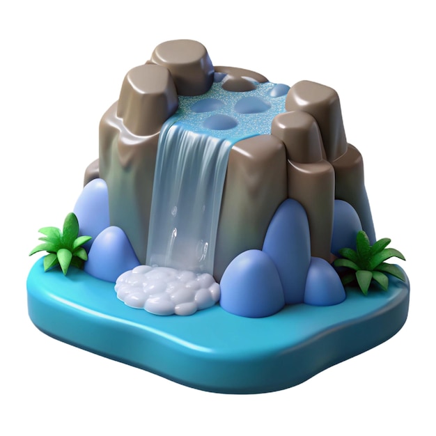 Waterfalls 3d cartoon style illustration