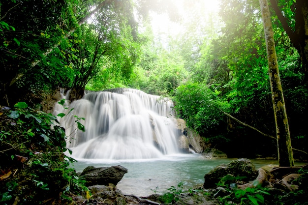 Waterfalls in abundant forests at Khuean Srinagarindra National Park