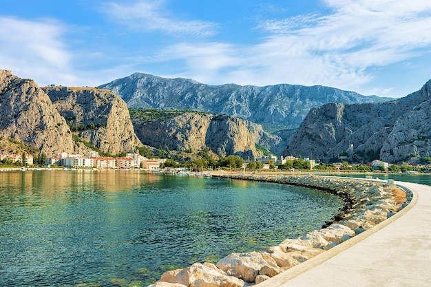 Waterfront of Cetina River in Omis, Dalmatia, Croatia