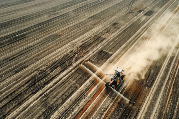 Photo watering machine in large cultivated fields