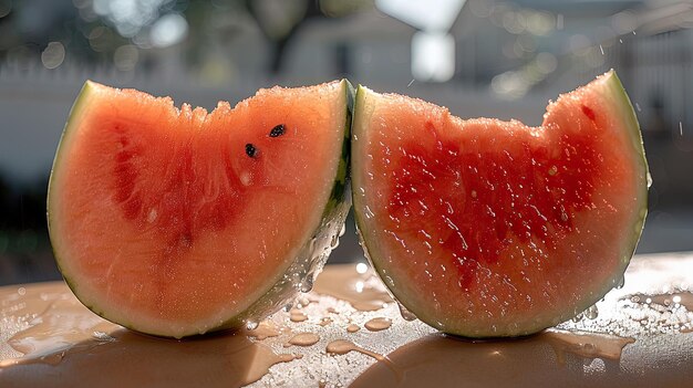 Watermelon on the beach HD 8K wallpaper Stock Photographic Image