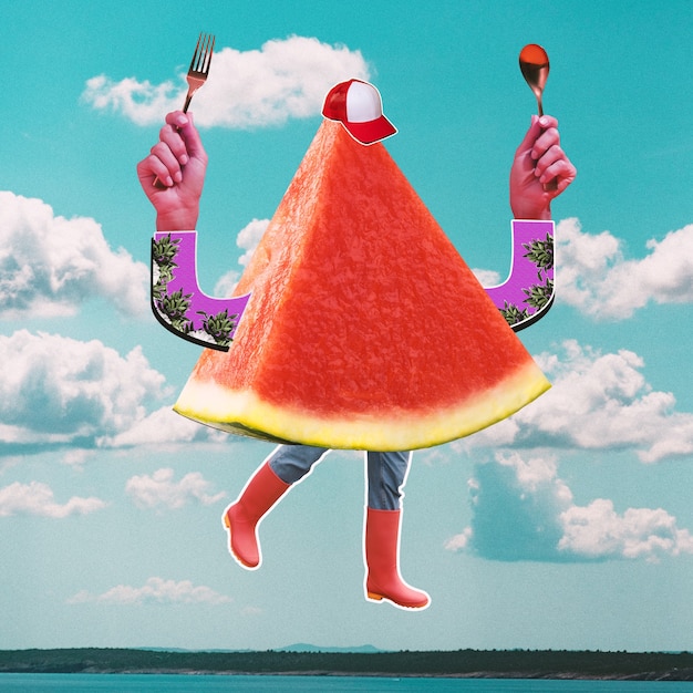 Watermelon fruit colorful collage