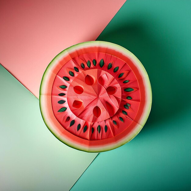 Photo watermelon fruit cut with beautiful artistry featuring interesting patterns and shapes