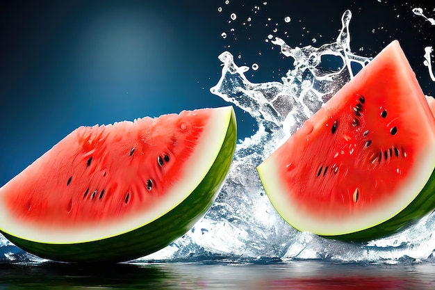 Watermelon Fruit in water splash realistic