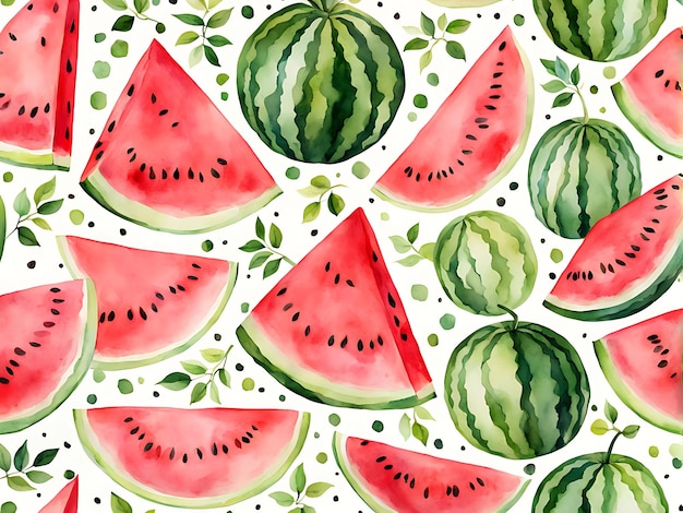 Watermelon fruit Watercolor background