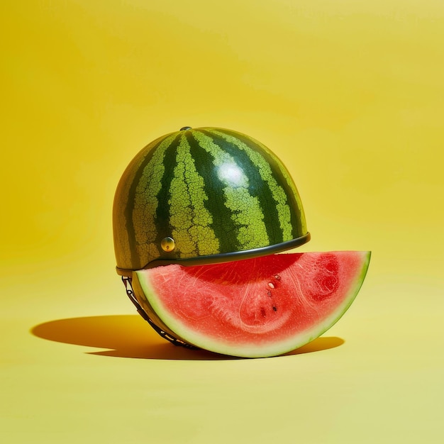 Watermelon Helmet on Yellow Background