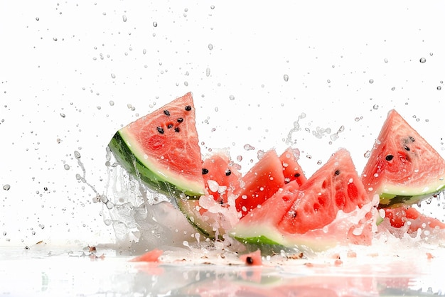 watermelon is being splashed with water and a splash of water