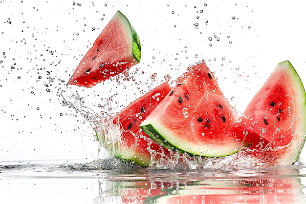 a watermelon is being splashed with water