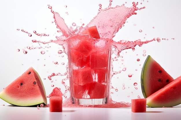 Watermelon juice on isolated white background Watermelon Juic picture photography