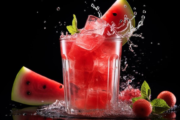 Watermelon Juice Pouring into Glass with Splash Watermelon Juic picture photography