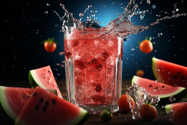 Watermelon Juice Splash in Clear Glass Watermelon Juic picture photography