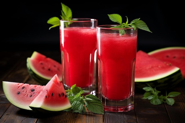 Watermelon Juice in Tall Glasses with Watermelon Watermelon Juic picture photography