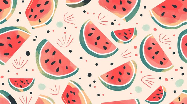 Photo a watermelon pattern is shown in a light pink background