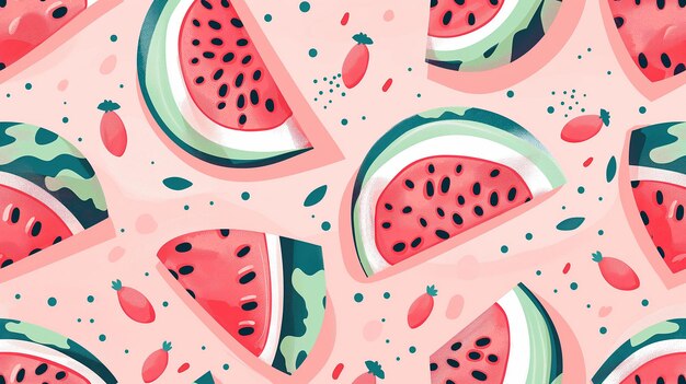 Photo a watermelon pattern is shown in a pink background