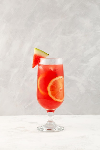 Watermelon Sangria Summer refreshing drink Iced cocktail with watermelon juice