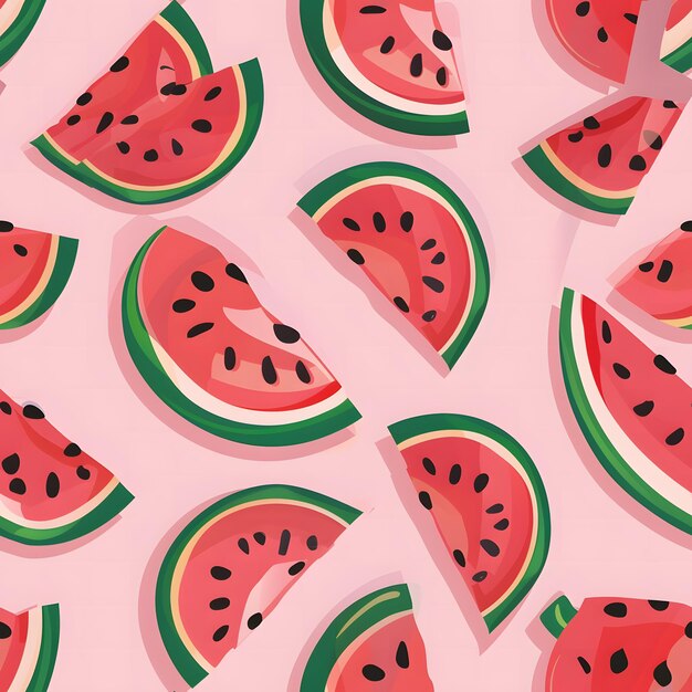 Photo watermelon seamless pattern pink background