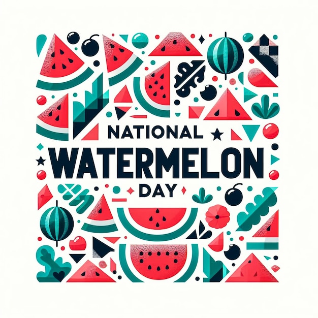 watermelon seamless pattern poster design with national watermelon day typography