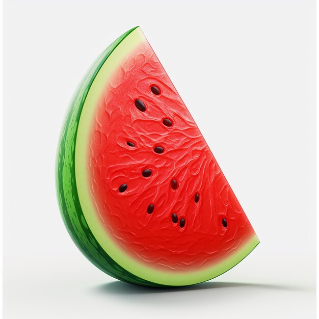 Watermelon slice isolated on white background 3d render illustration