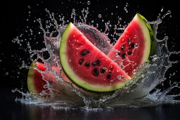 Watermelon slice splash homemade fruit juice