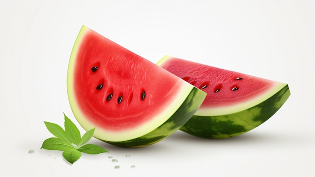 Watermelon slice on transparent or white background