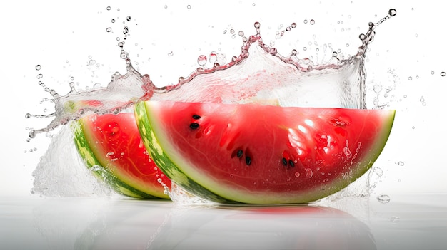 Watermelon slices are poured into a glass.