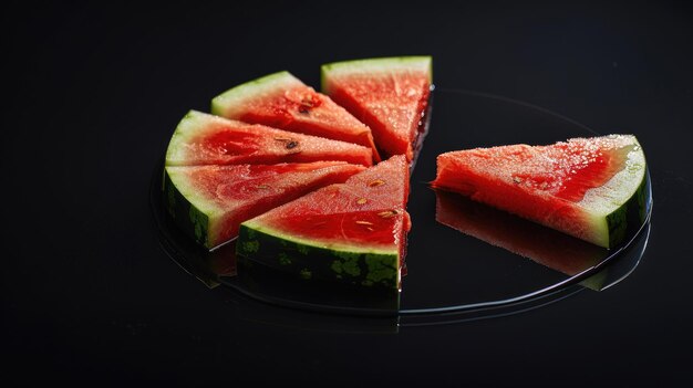 Photo watermelon slices on a reflective surface