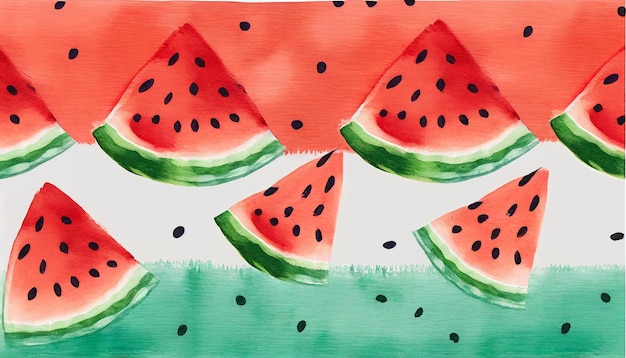 Watermelon slices on a white background