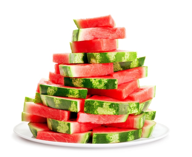 Watermelon slices on white plate