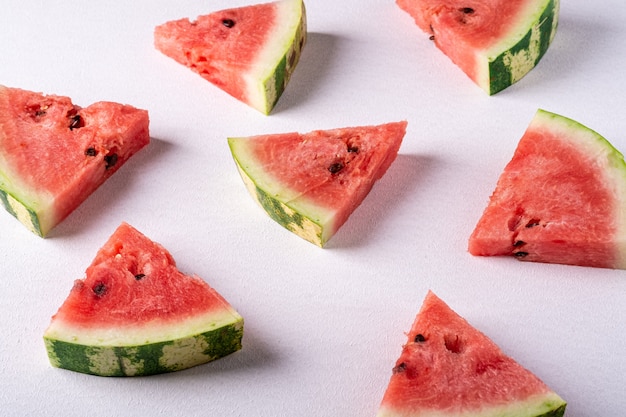 Watermelon slices on white