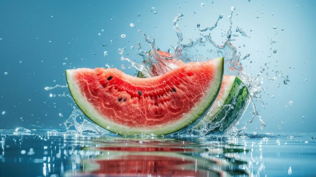 Watermelon Splashing into the Water