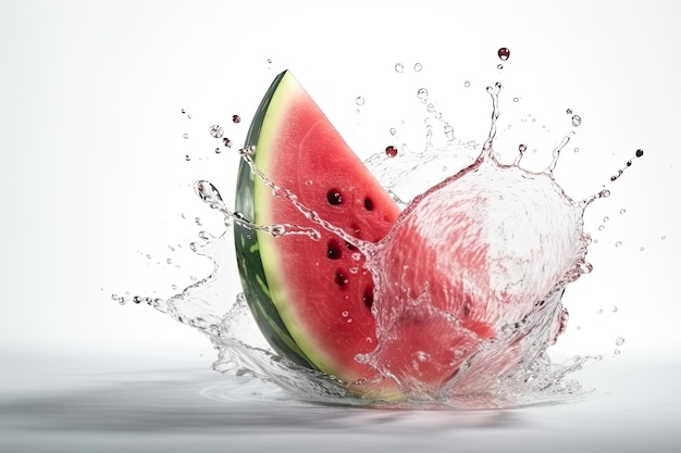 Watermelon splashing into a watermelon slice