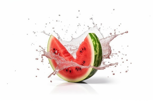 Watermelon splashing into a watermelon slice