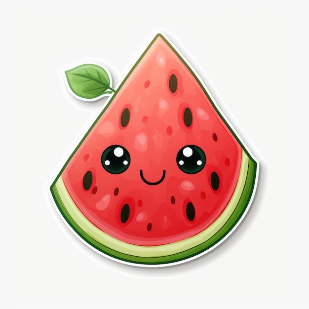 Watermelon sticker Cute cartoon watermelon character with eyes and mouth