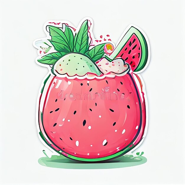 Watermelon sticker with AI generated