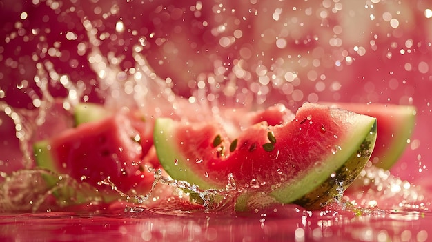 Watermelon Waterfall Splash Super Wide Angle Food Shot