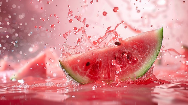 Watermelon Waterfall Splash Super Wide Angle Food Shot