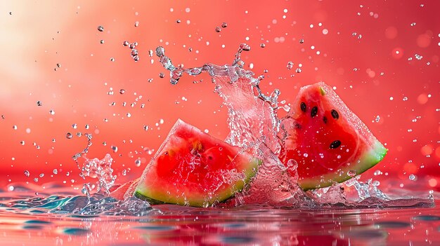 Watermelon Waterfall Splash Super Wide Angle Food Shot