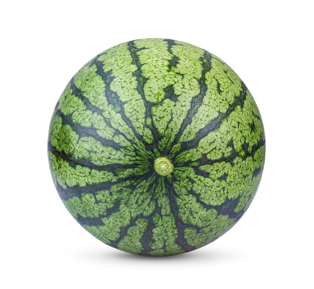 Watermelon on white wall. 