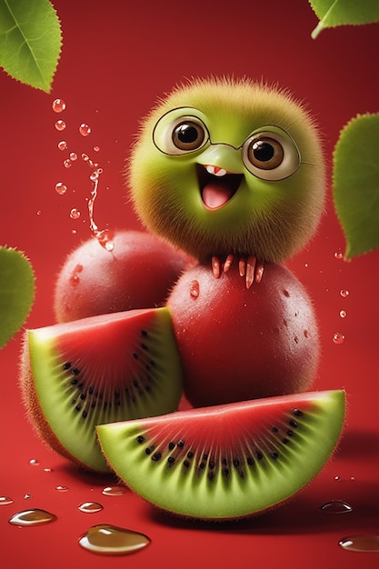 Photo a watermelon with a smile on its face and the word melon on the bottom