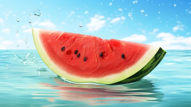 Photo a watermelon with a watermelon in the background