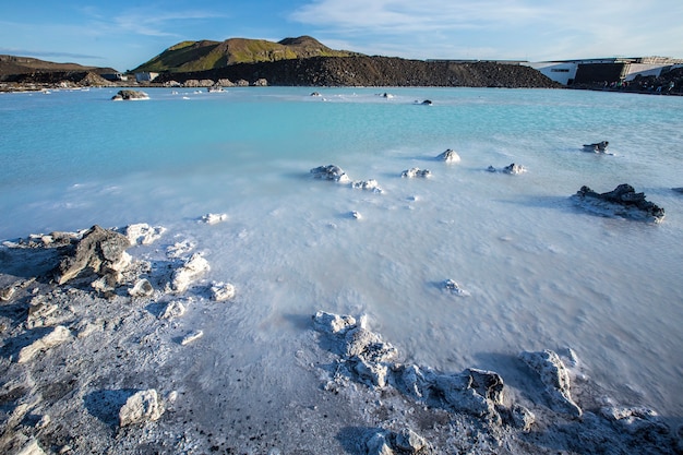 Waters near the blue lagoon spa on the Reykjanes Peninsula Skaginn, Iceland