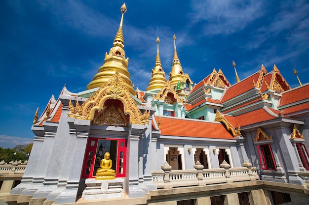 Wattangsai temple or Phra Mahathat Chedi Pakdepregrad blue sky Located on Thongchai Mountain, Bang Saphan. Prachuap Khiri Khan.