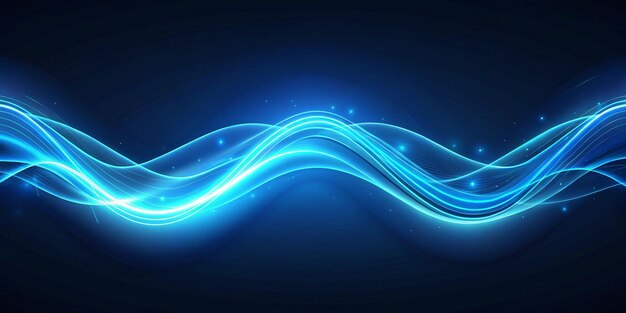 Photo wave background with elegant blue neon wave effect premium design for wallpaper banner poster