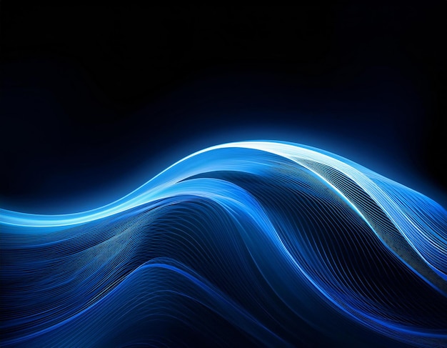 Photo wave background with elegant blue neon wave effect premium design for wallpaper